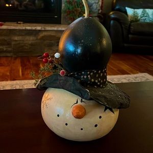 Hand painted Snowman Gourd